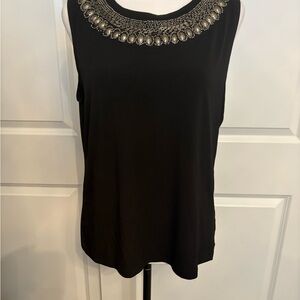 Dressbarn Black Embellished Sleeveless Tank Top